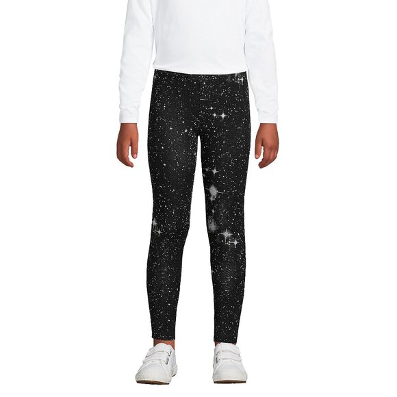 Lands' End Girls Tough Cotton Leggings, Black Galaxy Print, NWT - Picture 1 of 2